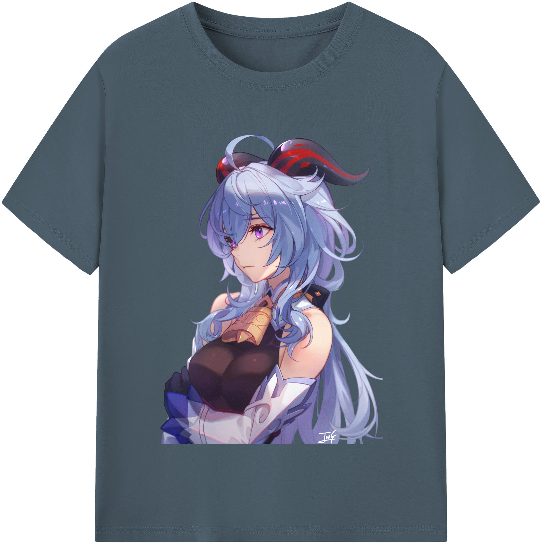 げんし神 甘雨 かんう genshin Ganyu 綿100％半袖Tシャツ（フロントプリント）